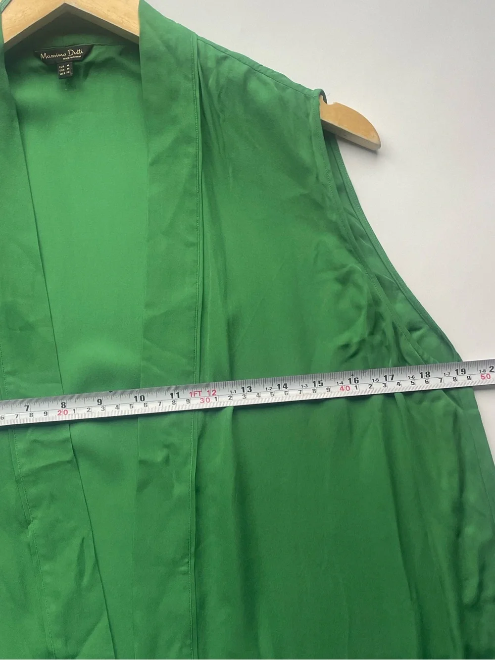 Massimo Dutti Silk Green Wrap Caftan Dress Midi Relaxed Fit Medium - Picture 6 of 8